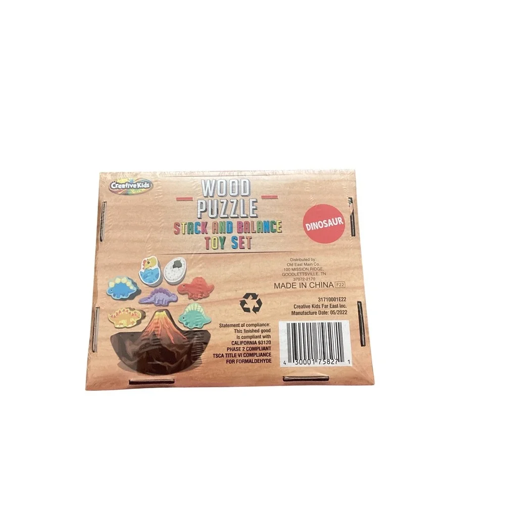 Creative Kids‎ Wood Puzzle Stack and Balance Toy Set Dinosaur 8 Count New Sealed